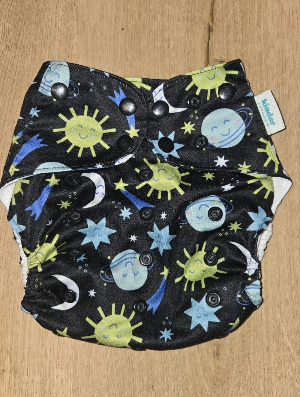 Kinder one size pocket cloth diaper planet print